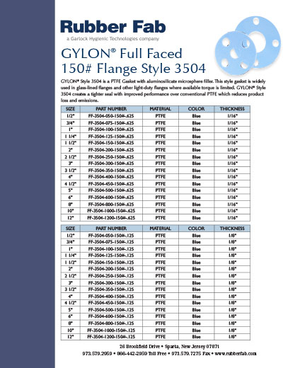 GYLON® Style 3504® Flanged Gaskets
