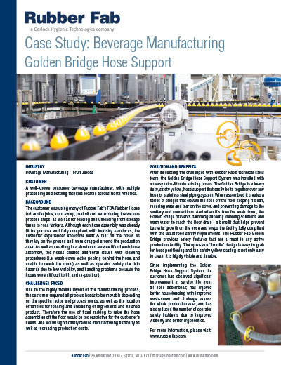 Sistema de soporte de mangueras Golden Bridge en la fabricación de bebidas