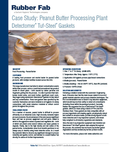 Detectomer® Tuf-Steel®-Dichtungen bei der Verarbeitung von Erdnussbutter