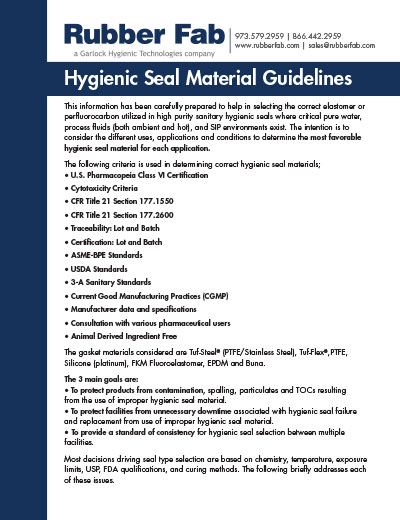 Sanitary Gasket Material Guidelines